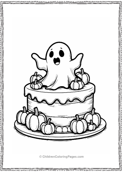 Halloween Cake With Ghosts And Pumpkins Free PDF Printable