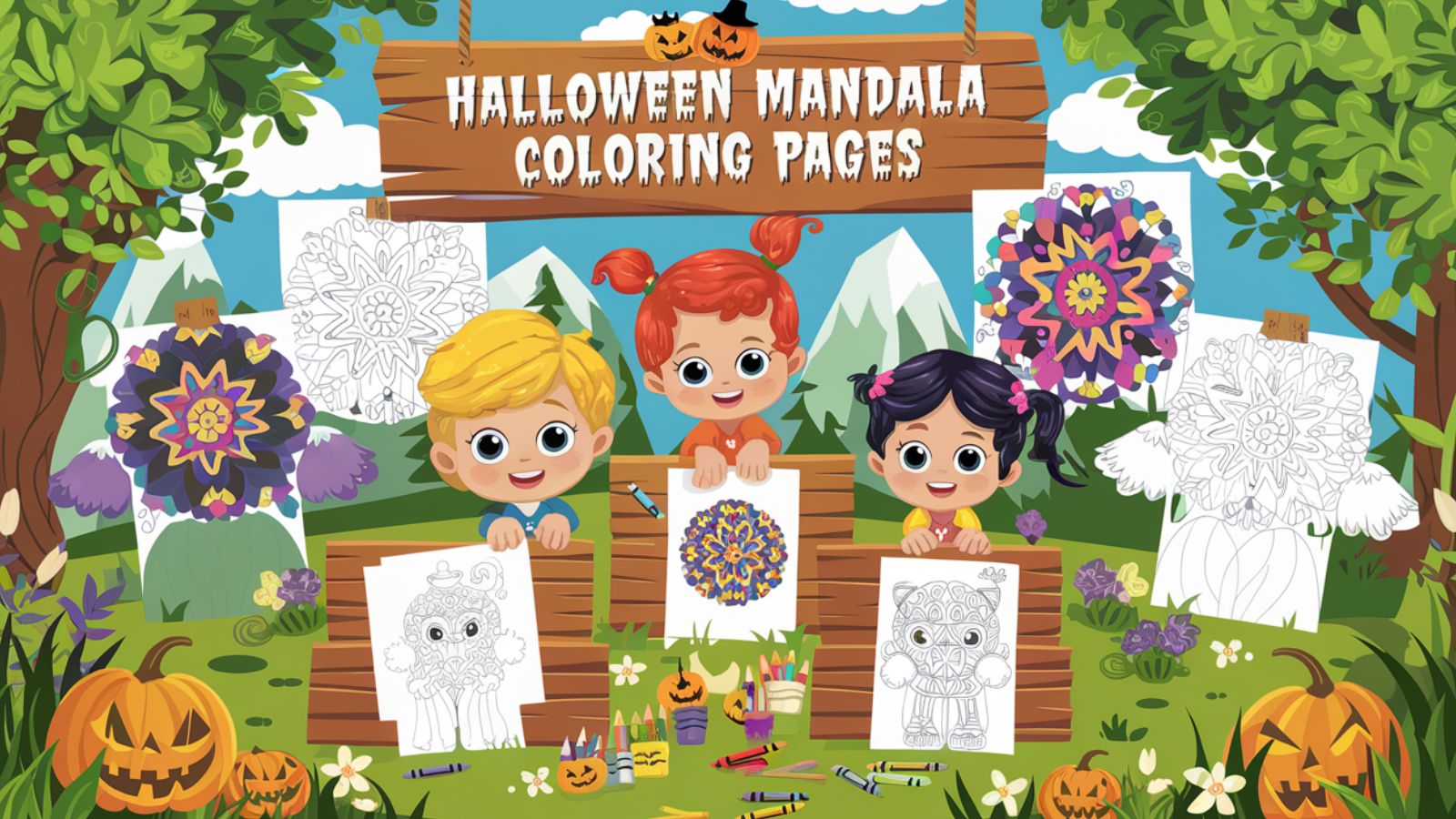 Halloween Mandala Coloring Pages- Free Printable PDFs For Kids 🎃🕸️👻