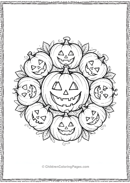 Halloween Mandala Of Jack O Lantern Faces Free PDF Printable