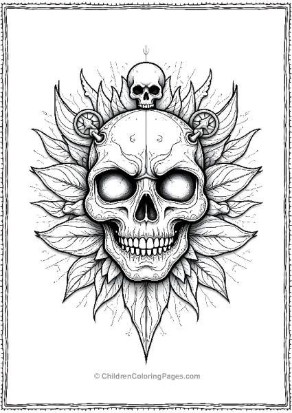 Halloween Mandala Skull And Leaves Free PDF Printable