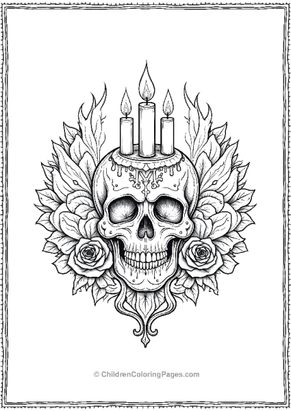 Halloween Mandala With Candlelit Skull Free PDF Printable