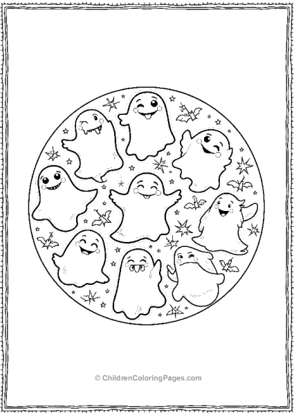 Halloween Mandala With Ghosts And Bats Free PDF Printable