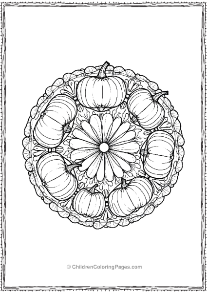 Halloween Mandala With Pumpkins And Flowers Free PDF Printable