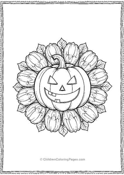 Halloween Mandala With Smiling Pumpkin Free PDF Printable