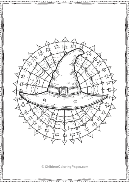 Halloween Mandala With Witch Hat Free PDF Printable