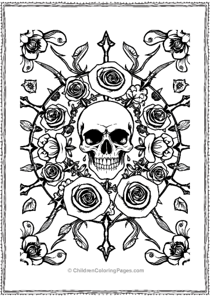 Halloween Skull And Roses Mandala Free PDF Printable