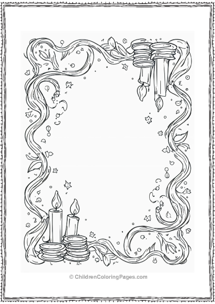 Hannukah Candles And Garland Design Free PDF Printable