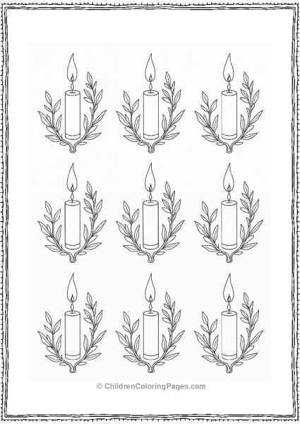 Hannukah Candles With Olive Branches Free PDF Printable