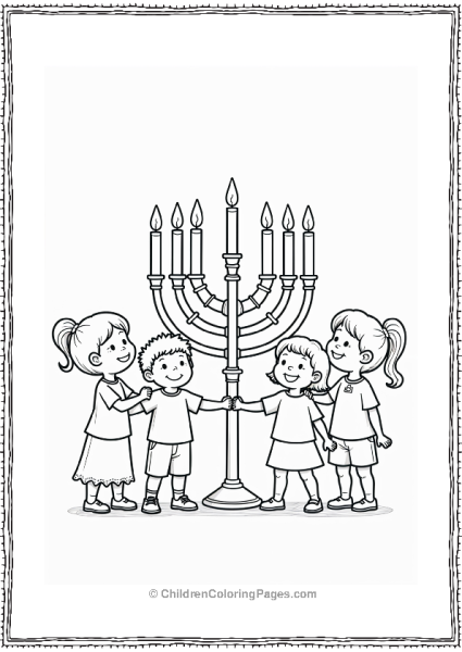 Hannukah Children Around Menorah 1 Free PDF Printable