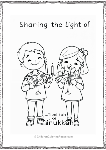 Hannukah Children Sharing The Light Of Menorahs Free PDF Printable