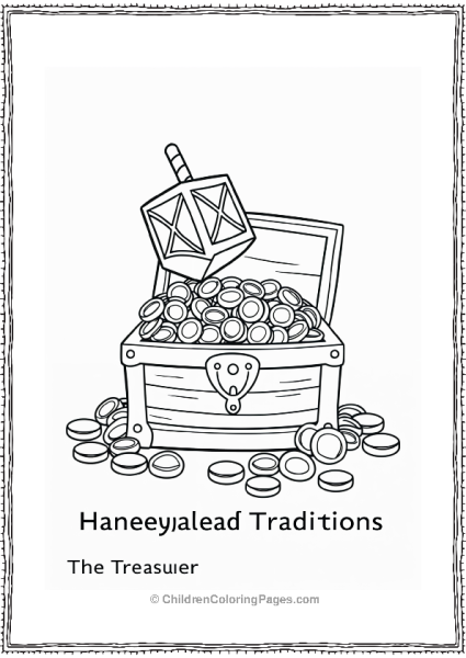 Hannukah Dreidel And Gelt In A Treasure Chest Free PDF Printable