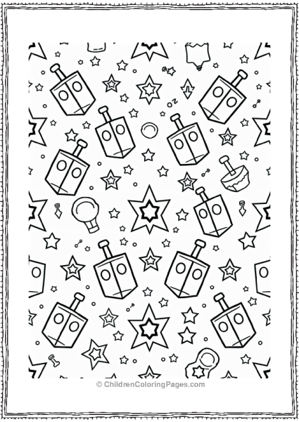 Hannukah Dreidel And Stars Pattern Free PDF Printable