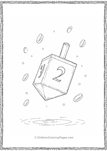 Hannukah Dreidel Spinning With Coins Free PDF Printable