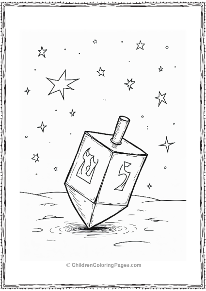 Hannukah Dreidel Under A Starry Night Free PDF Printable