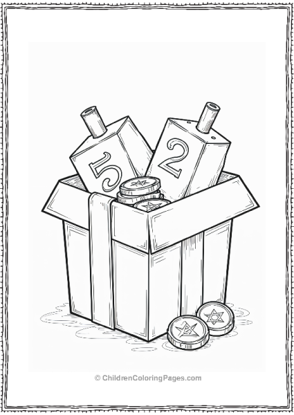 Hannukah Dreidels In A Gift Box Free PDF Printable