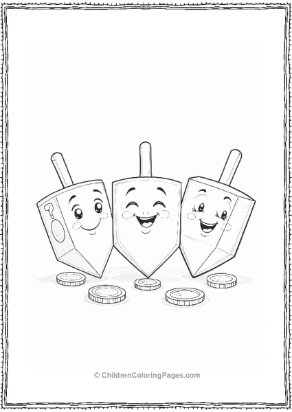 Hannukah Dreidels With Smiling Faces Free PDF Printable