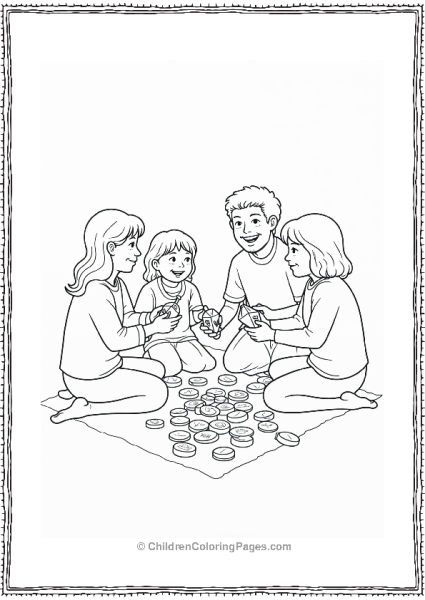 Hannukah Family Playing Dreidel Game Together Free PDF Printable