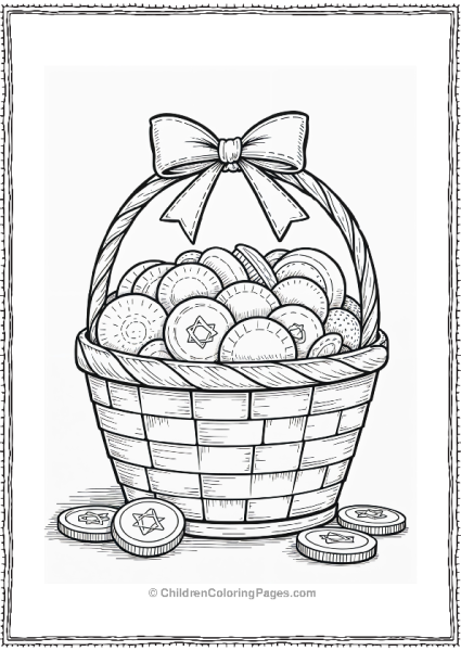 Hannukah Gift Basket Of Latkes And Coins Free PDF Printable