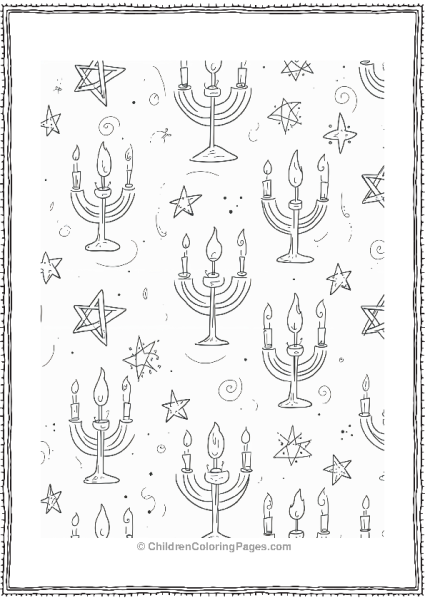 Hannukah Menorah And Star Pattern Free PDF Printable