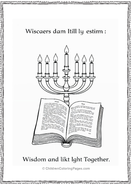 Hannukah Menorah And Torah Scroll Free PDF Printable