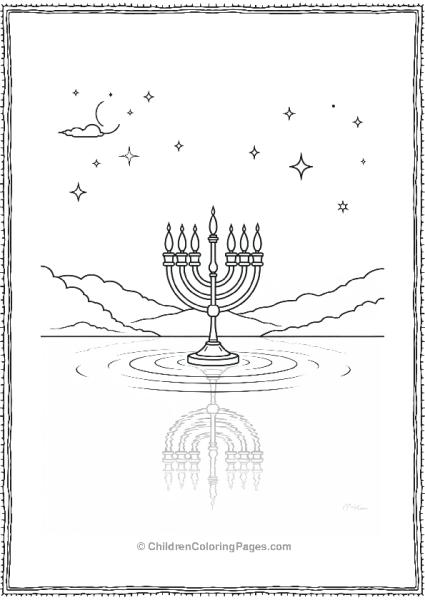 Hannukah Menorah Floating On Water Free PDF Printable