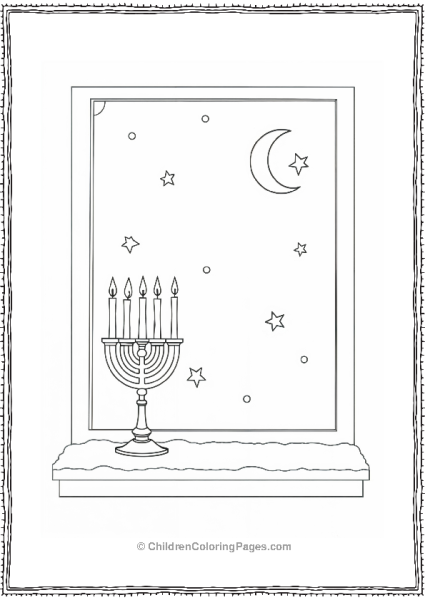 Hannukah Menorah On A Snowy Windowsill Free PDF Printable