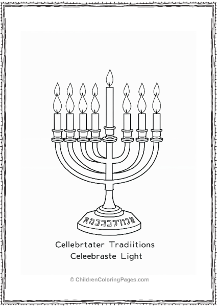 Hannukah Menorah With Hebrew Letters Free PDF Printable