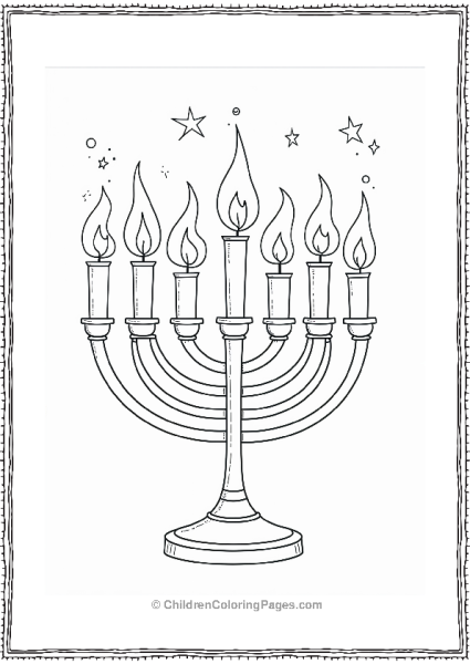 Hannukah Menorah With Magical Flames Free PDF Printable