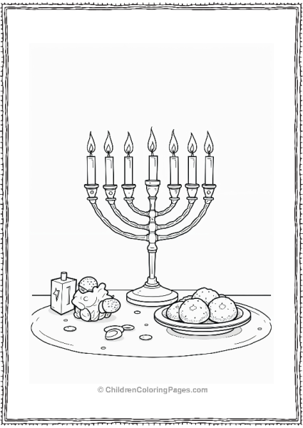 Hannukah Menorah With Traditional Foods Free PDF Printable