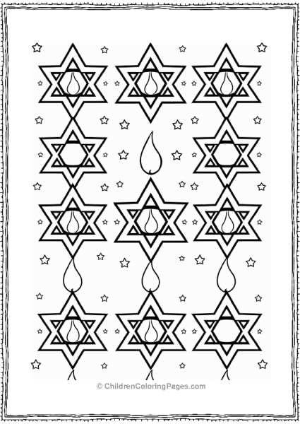 Hannukah Stars And Flames Pattern Free PDF Printable