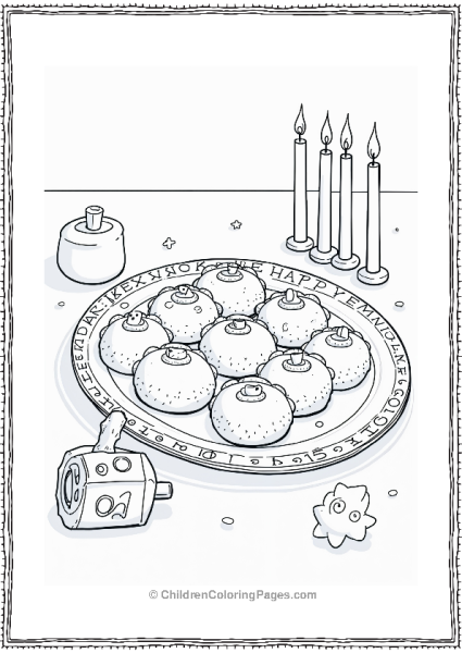 Hannukah Sufganiyot And Candles Free PDF Printable