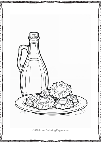 Hannukah Sufganiyot And Oil Bottle  Free PDF Printable