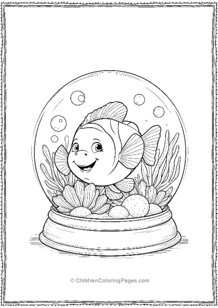 Happy Clownfish In Coral Reef Featuring A Snow Globe Free PDF Printable