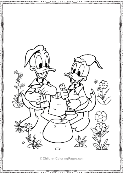 DuckTales Huey And Louie Plantng Flowers Free PDF Printable