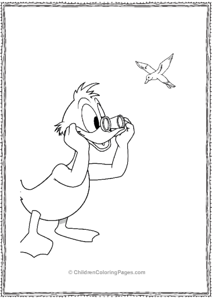 DuckTales Huey Looking At A Bird Through Binoculars Free PDF Printable