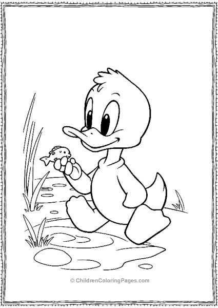 DuckTales Huey With Tiny Fish In Hand Free PDF Printable