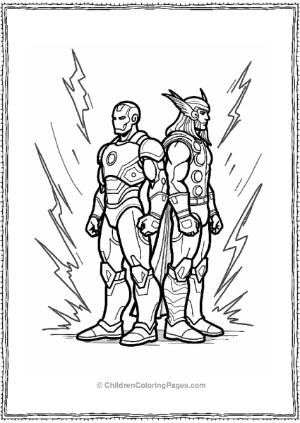 Iron Man And Thor With Lightning Free PDF Printable