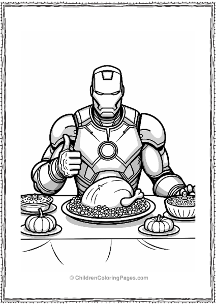 Iron Man At Thanksgiving Feast Free PDF Printable