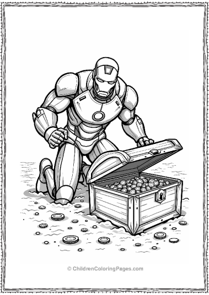 Iron Man Discovering Treasure Free PDF Printable