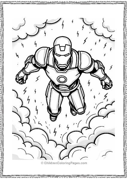 Iron Man Flying In A Thunderstorm Free PDF Printable