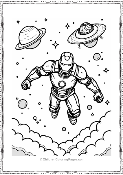 Iron Man Flying Through Space Free PDF Printable