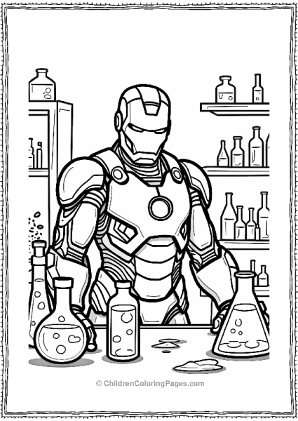 Iron Man In A Laboratory Scene Free PDF Printable