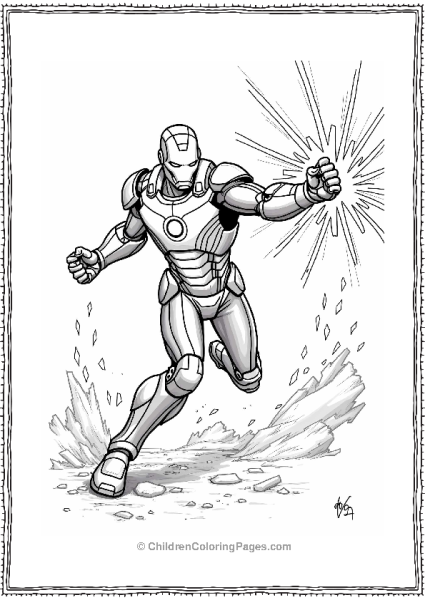 Iron Man In Action With Energy Blasts Free PDF Printable