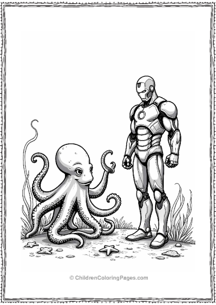 Iron Man Meets A Friendly Octopus Free PDF Printable