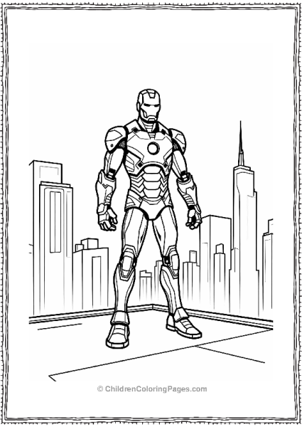 Iron Man On A Rooftop Overlooking The City Free PDF Printable