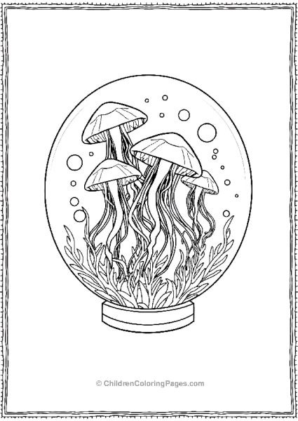 Jellyfish Floating Gracefully Featuring A Snow Globe Free PDF Printable