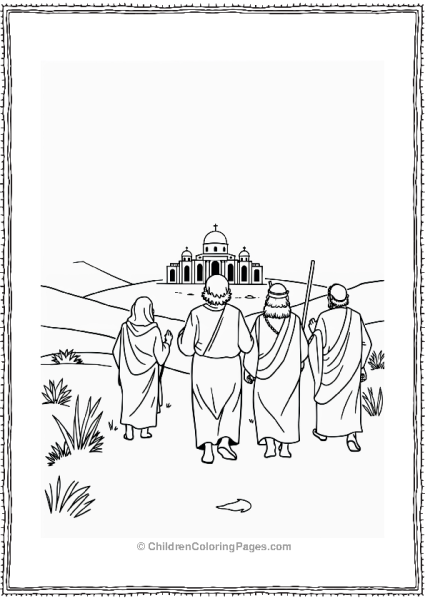 Jesus And His Disciples Walking Towards A City Free PDF Printable