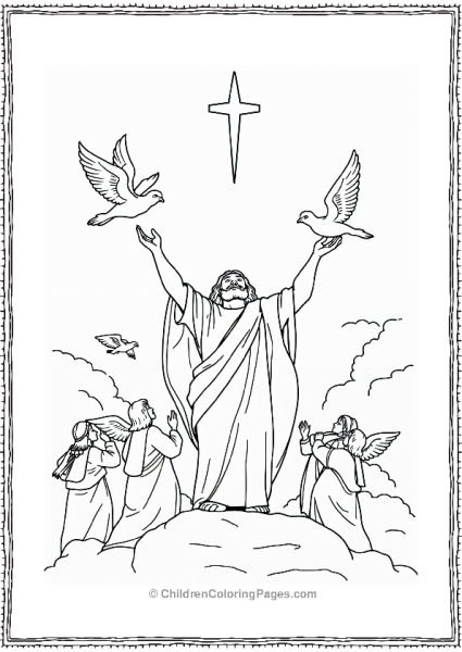 Jesus Ascending To Heaven With Angles Free PDF Printable