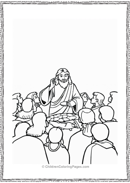 Jesus Feeding A Crowd With Bread And Fish Free PDF Printable