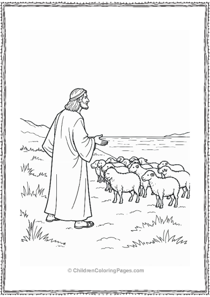 Jesus Guiding A Flock Of Sheep Free PDF Printable